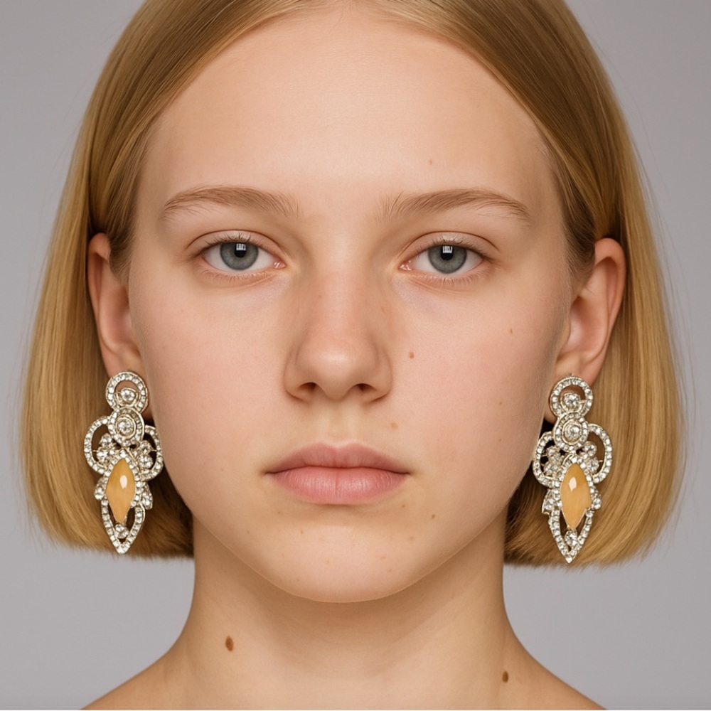 Elegant Yellow Gem Fashion Silver Earrings